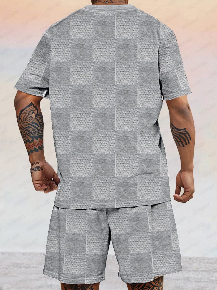 Casual Plaid Knit T-shirt Set - Image 4