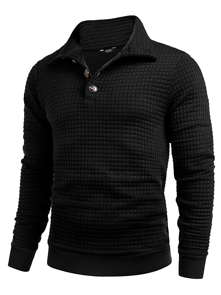 Casual Quarter Collar Waffle Sweatshirt (US Only) - Image 4