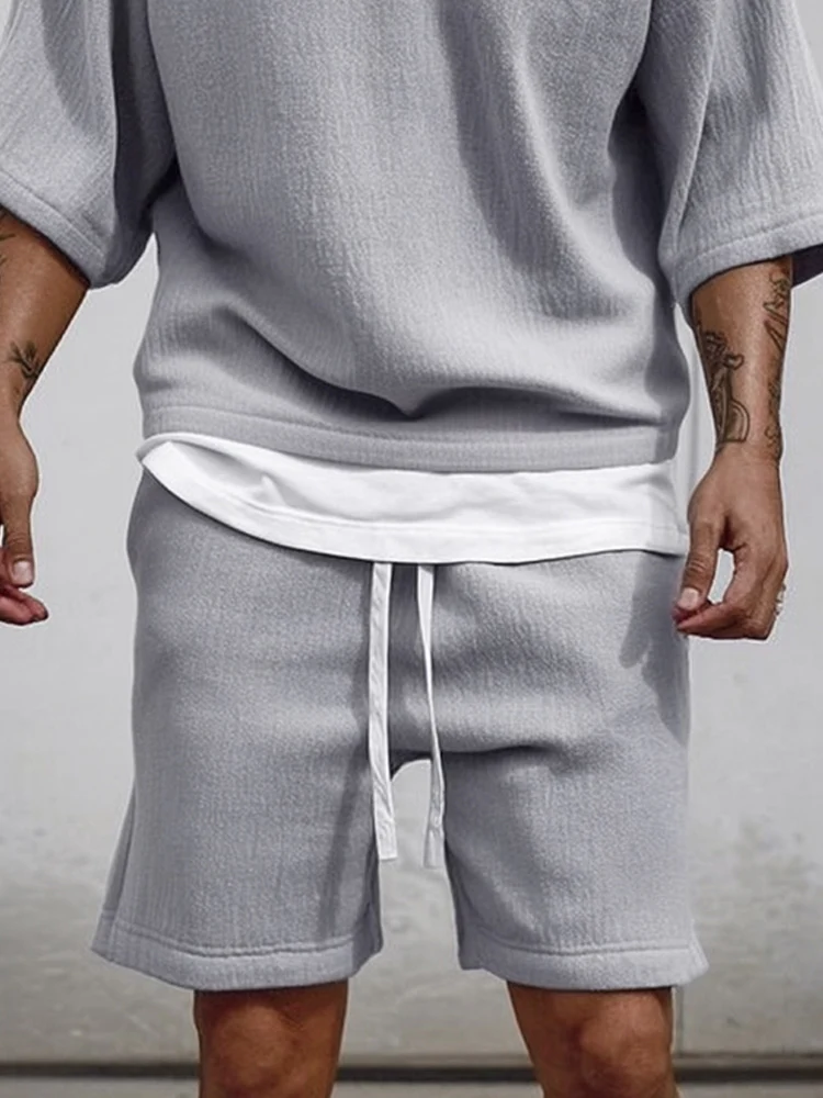 Casual Relaxed Fake 2-Piece T-Shirt Set - Image 4