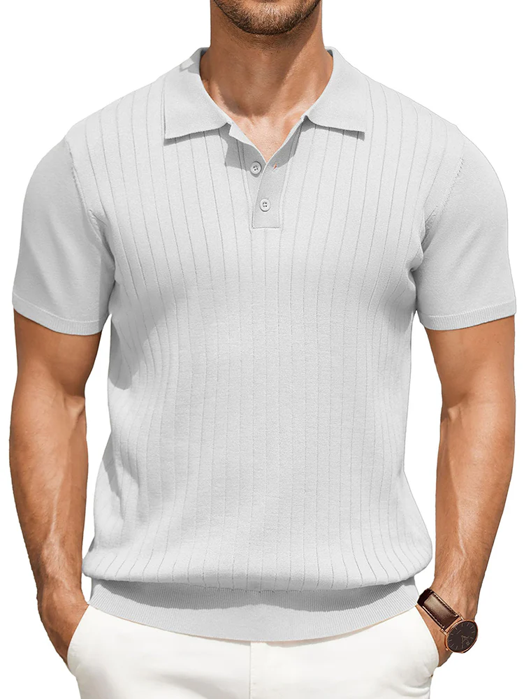 Casual Ribbed Knitted Polo Shirt (US Only) - Image 14