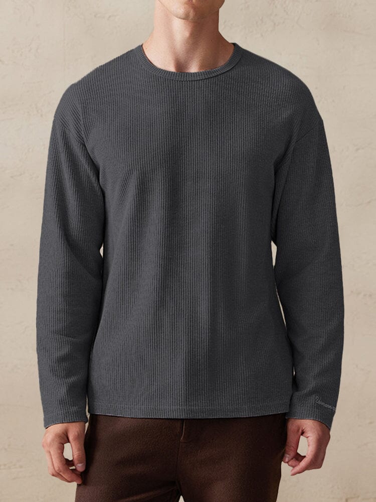 Casual Ribbed Pitted Sweatshirt - Image 4