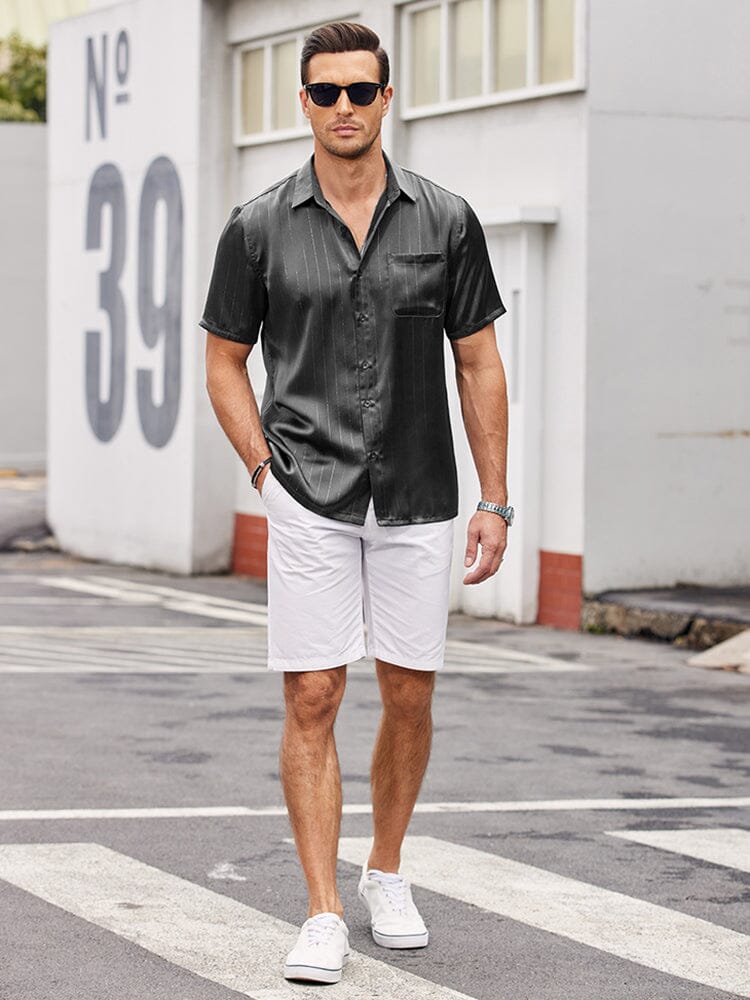 Casual Silk Satin Short Sleeve Shirt (US Only) - Image 11