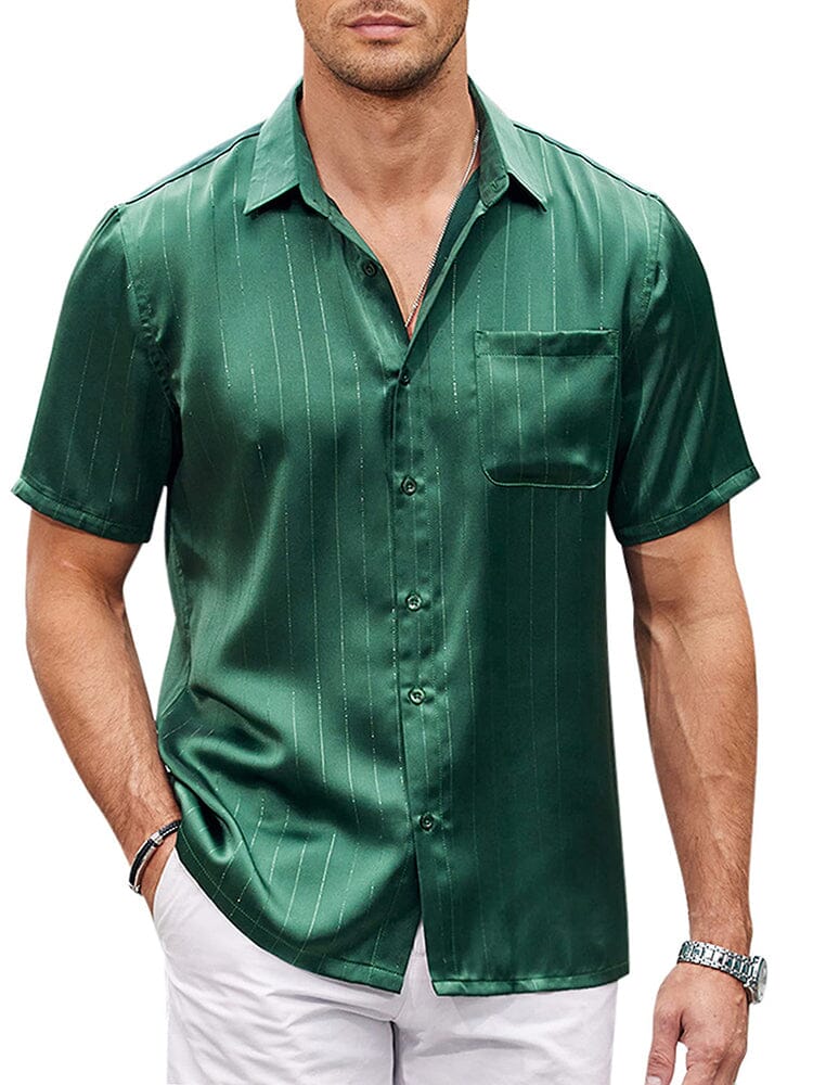 Casual Silk Satin Short Sleeve Shirt (US Only) - Image 2