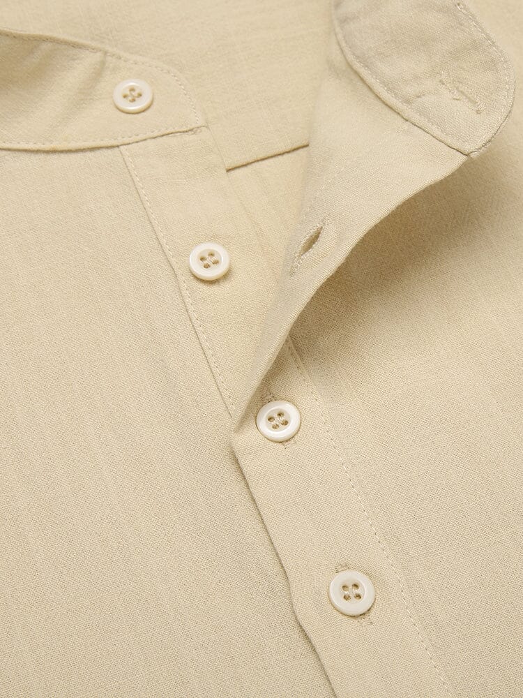 Casual Solid Cotton Henley Shirt (US Only) - Image 14