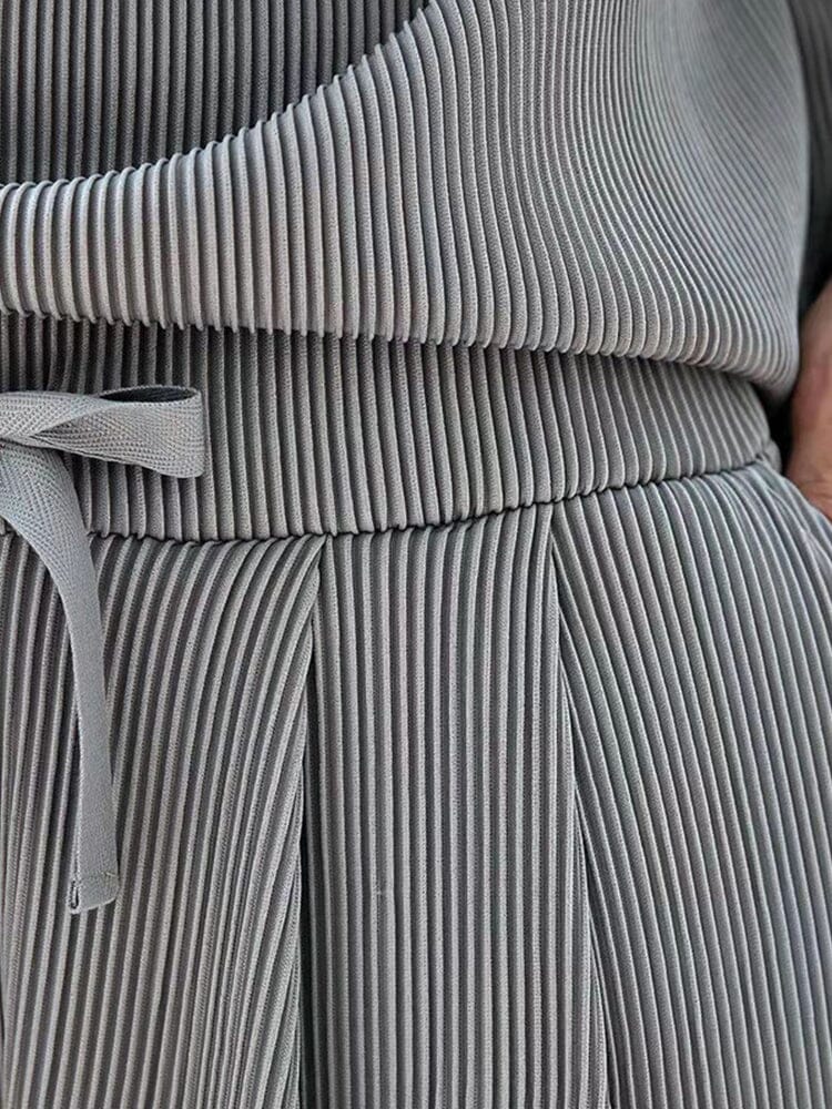Casual Solid Stretchy Pit Strip Tracksuits Set - Image 8
