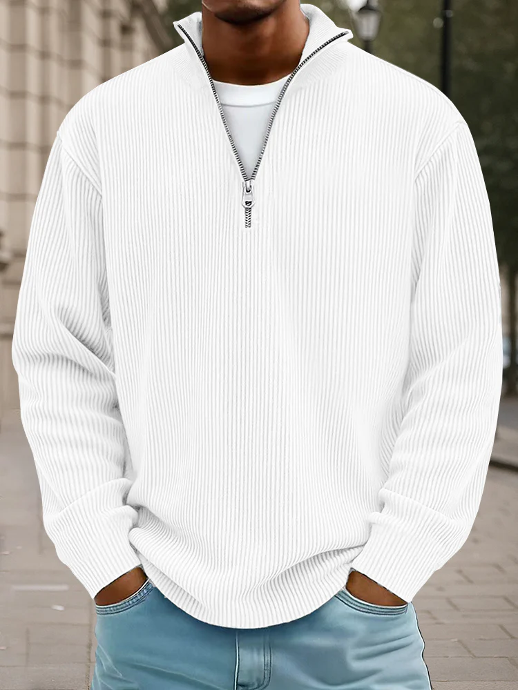 Casual Stand Collar Corduroy Sweatshirt - Image 10