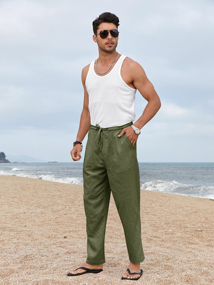 Casual Straight Linen Drawstring Pants (US Only) - Image 7