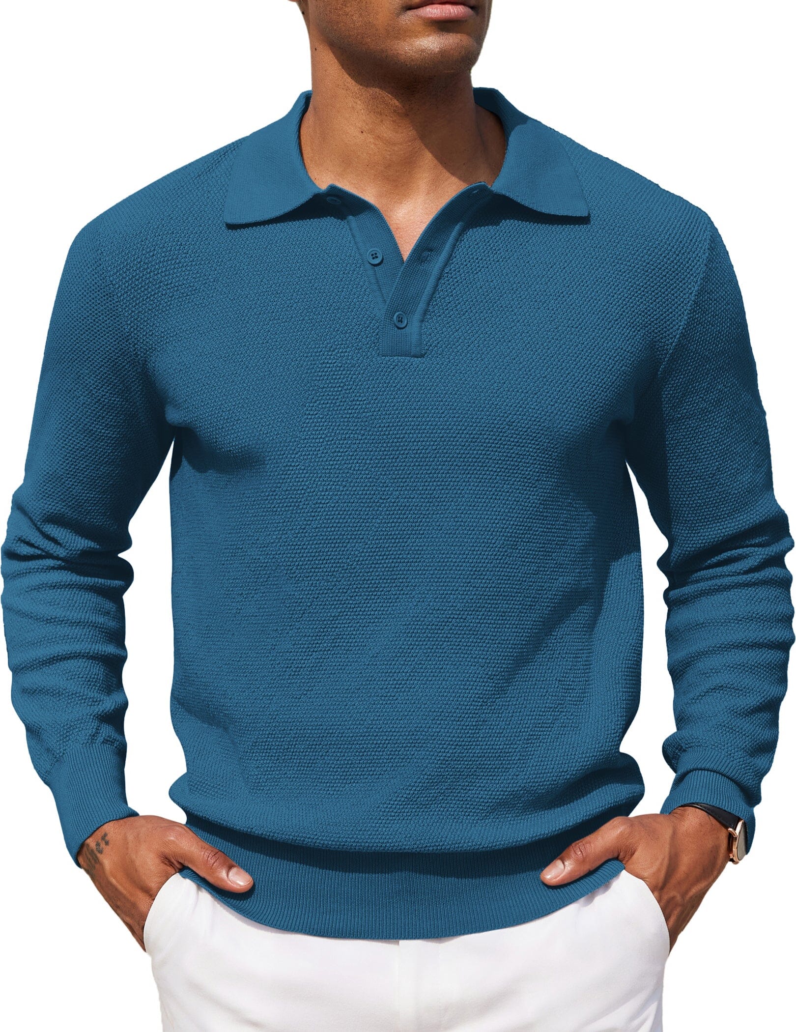 Casual Stretch Polo Sweater Shirt (US Only) - Image 2