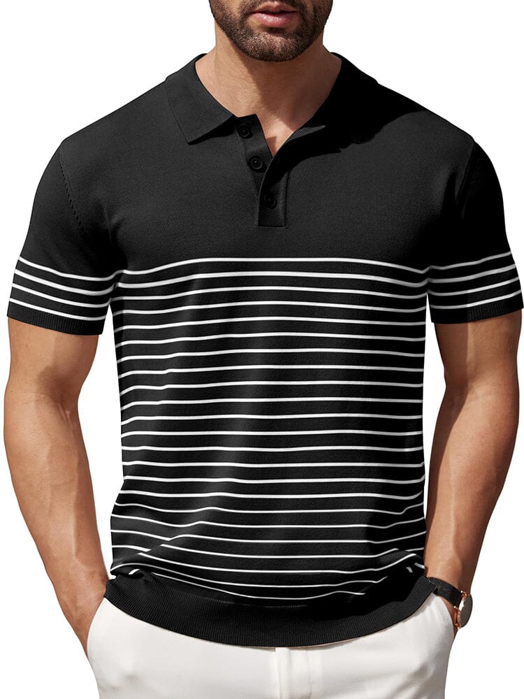 Casual Stripe Knit Polo Shirt (US Only) - Image 3