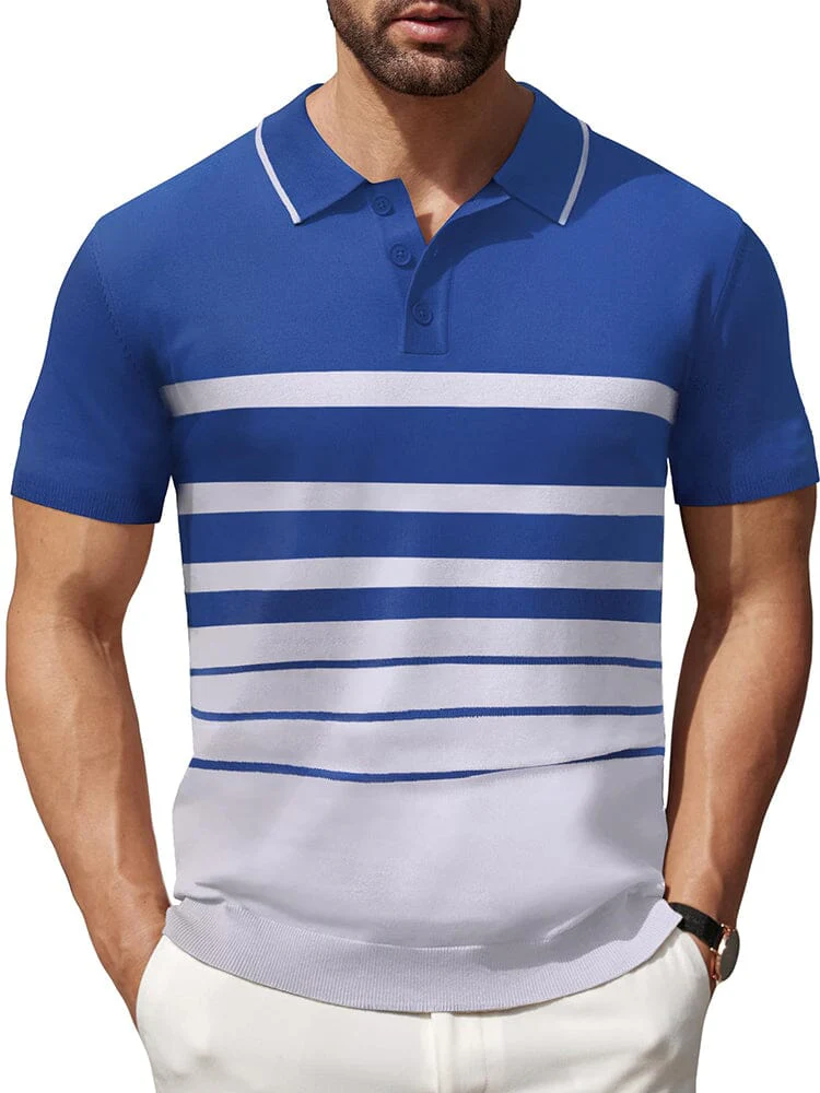 Casual Stripe Knit Polo Shirt (US Only) - Image 7