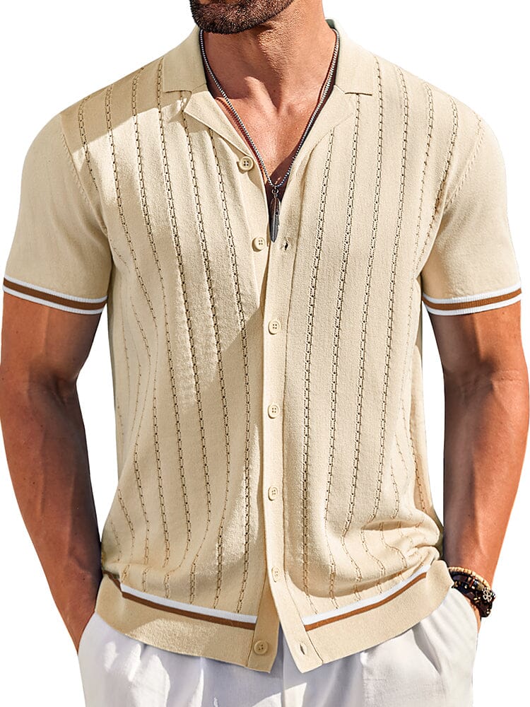 Casual Striped Button Down Knit Shirt (US Only) - Image 9