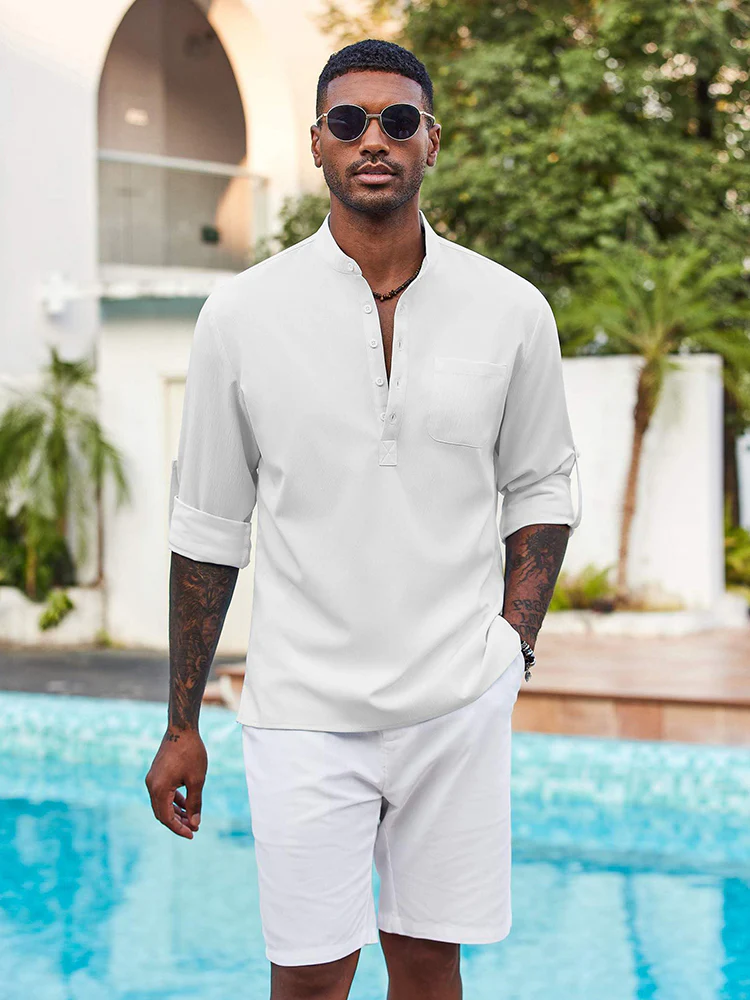Casual Summer Vacation Henley Shirt (US Only) - Image 15