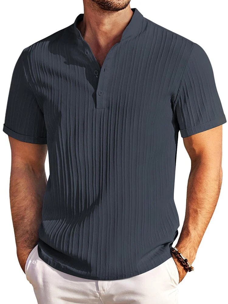 Casual Textured Henley T-Shirt (US Only) - Image 10