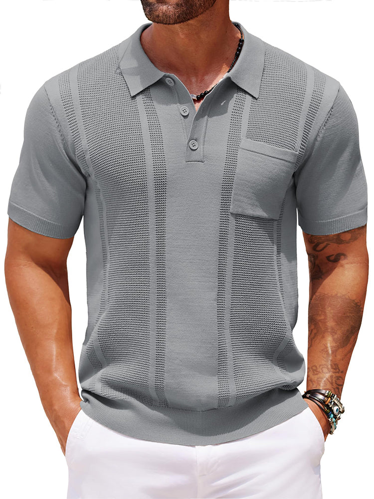 Casual Textured Knit Polo Shirt (US Only) - Image 11