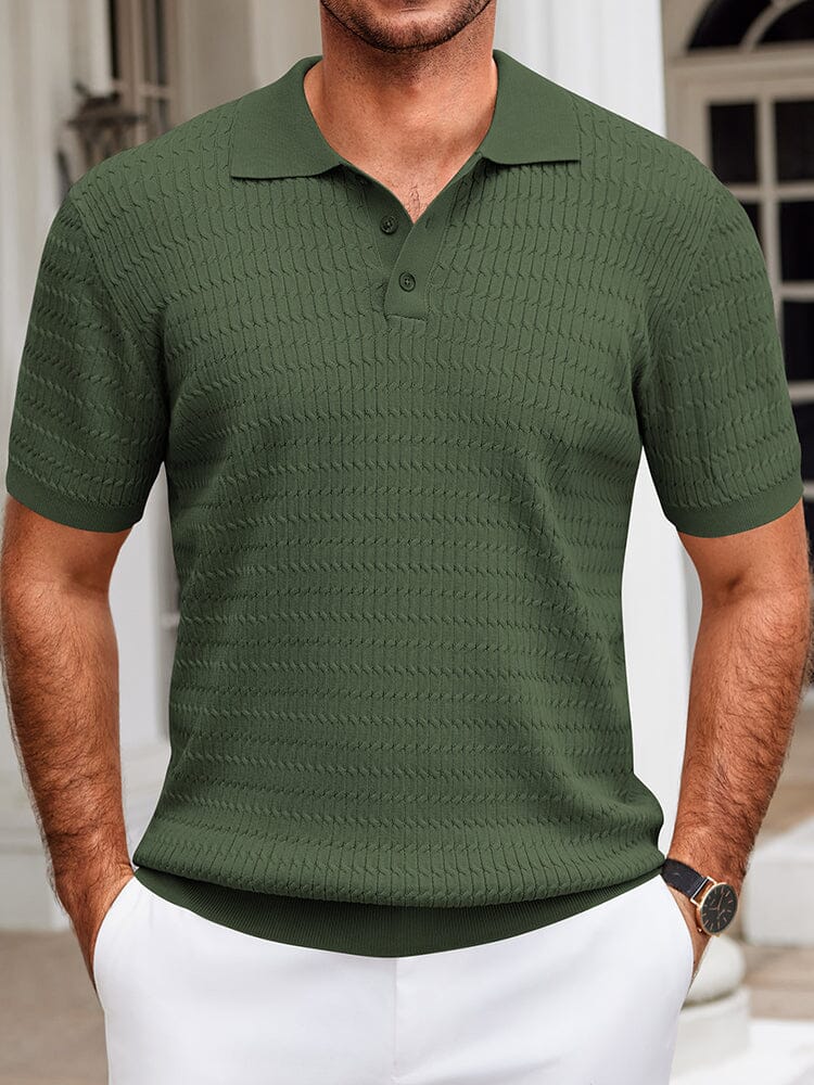 Casual Textured Knit Polo Shirt (US Only) - Image 12