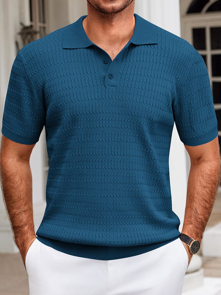 Casual Textured Knit Polo Shirt (US Only) - Image 6