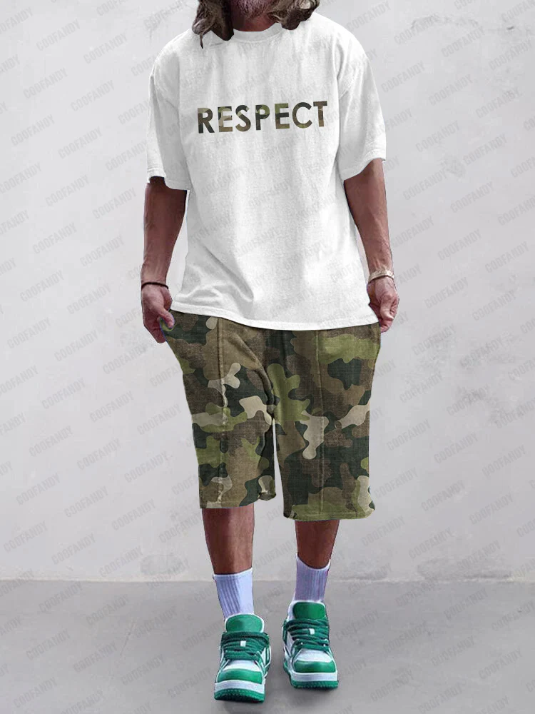 Casual Versatile Camo Print T-Shirt Set - Image 2