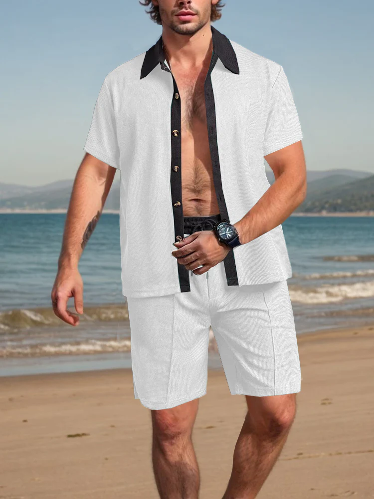 Casual Waffle Contrast 2-Piece Set - Image 5