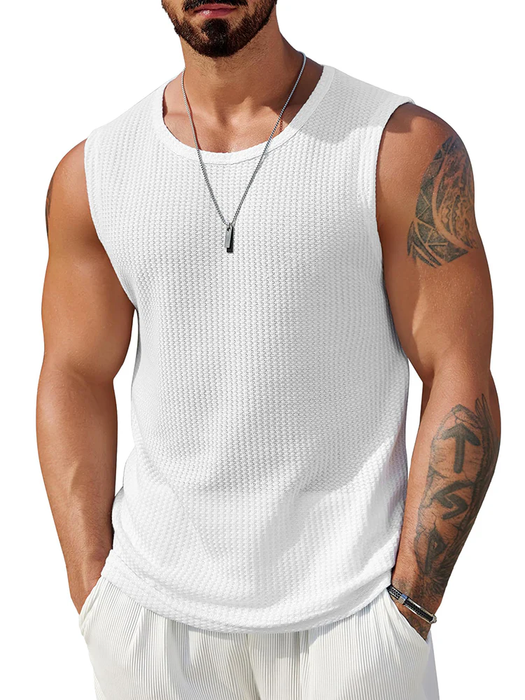 Casual Waffle Knit Muscle Tank Top (US Only) - Image 2