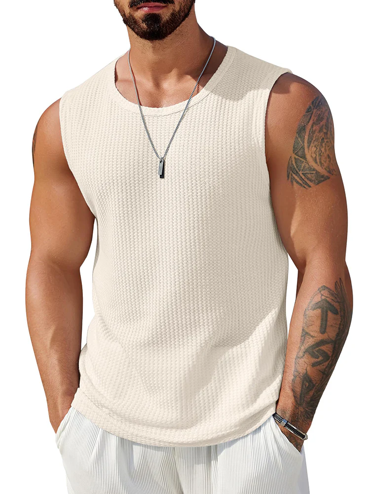 Casual Waffle Knit Muscle Tank Top (US Only) - Image 4