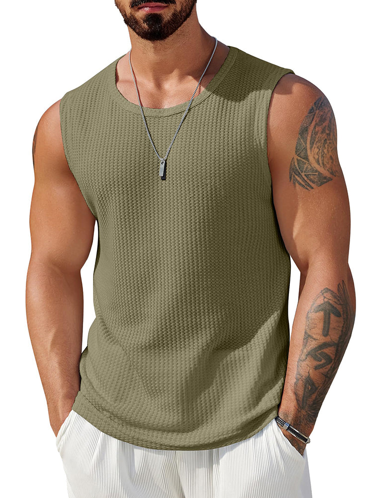 Casual Waffle Knit Muscle Tank Top (US Only) - Image 5