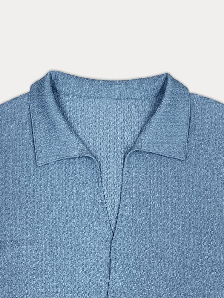 Casual Water Ripple Textured Shirt Set - Image 8