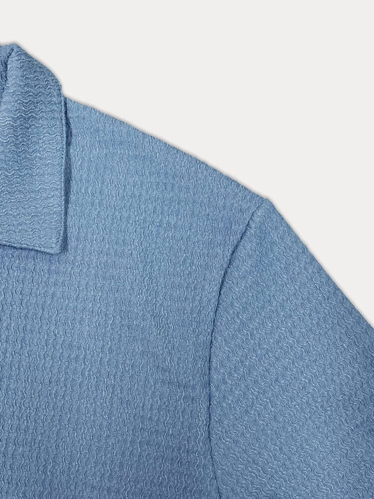 Casual Water Ripple Textured Shirt Set - Image 9