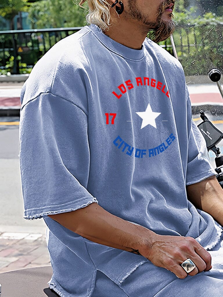 Casual Word Printed Short Sleeve Sports Set - Image 6