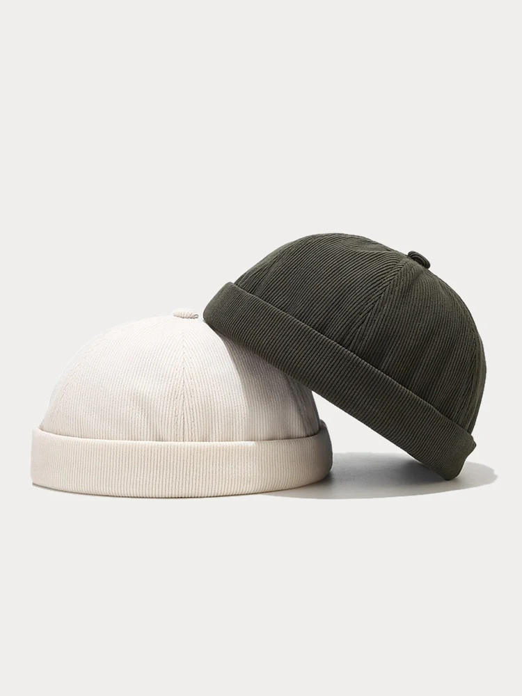 Classic Casual Corduroy Brimless Beanie Hat - Image 8