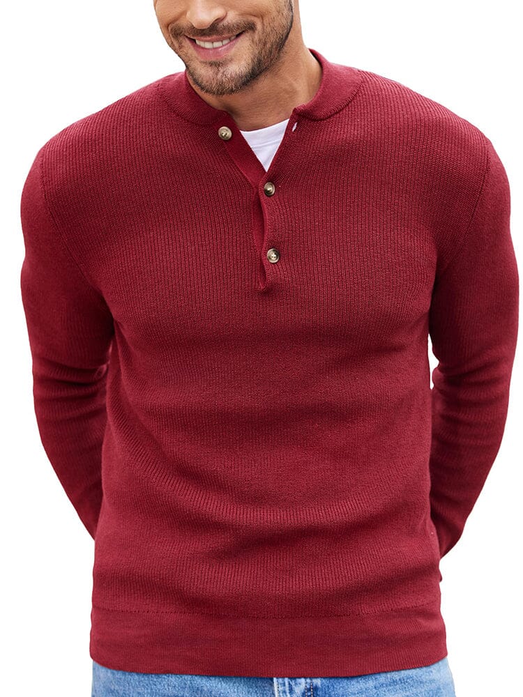 Classic Henley Collar Knit Sweater (US Only) - Image 3