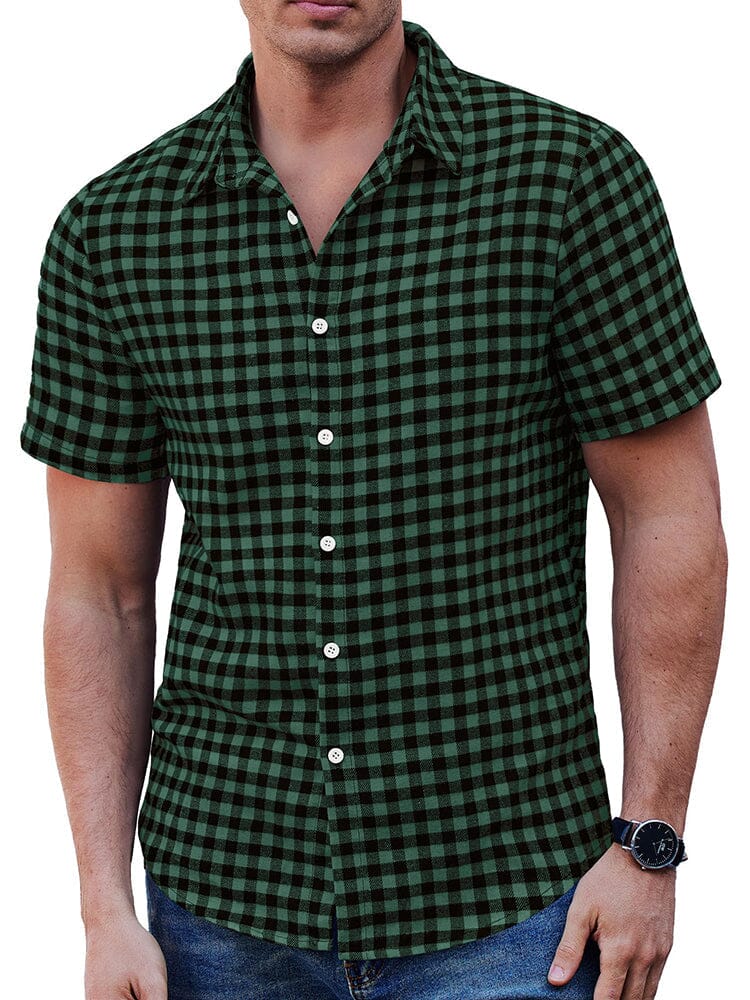 Classic Short Sleeve Checkered Shirt - Image 10