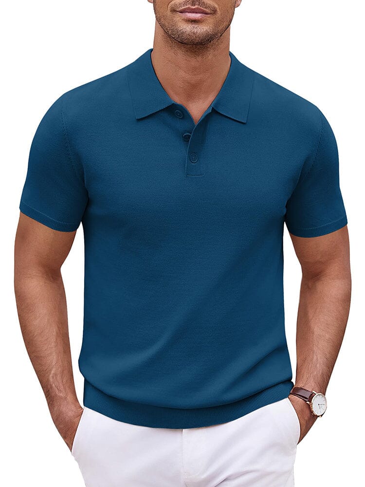 Classic Solid Color Knit Polo Shirt (US Only) - Image 9