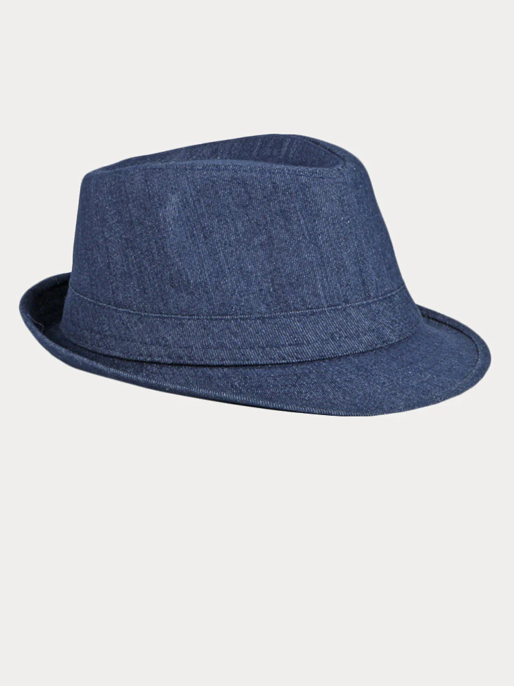 Classic Spring Summer Cotton Denim Fedora Hat - Image 11