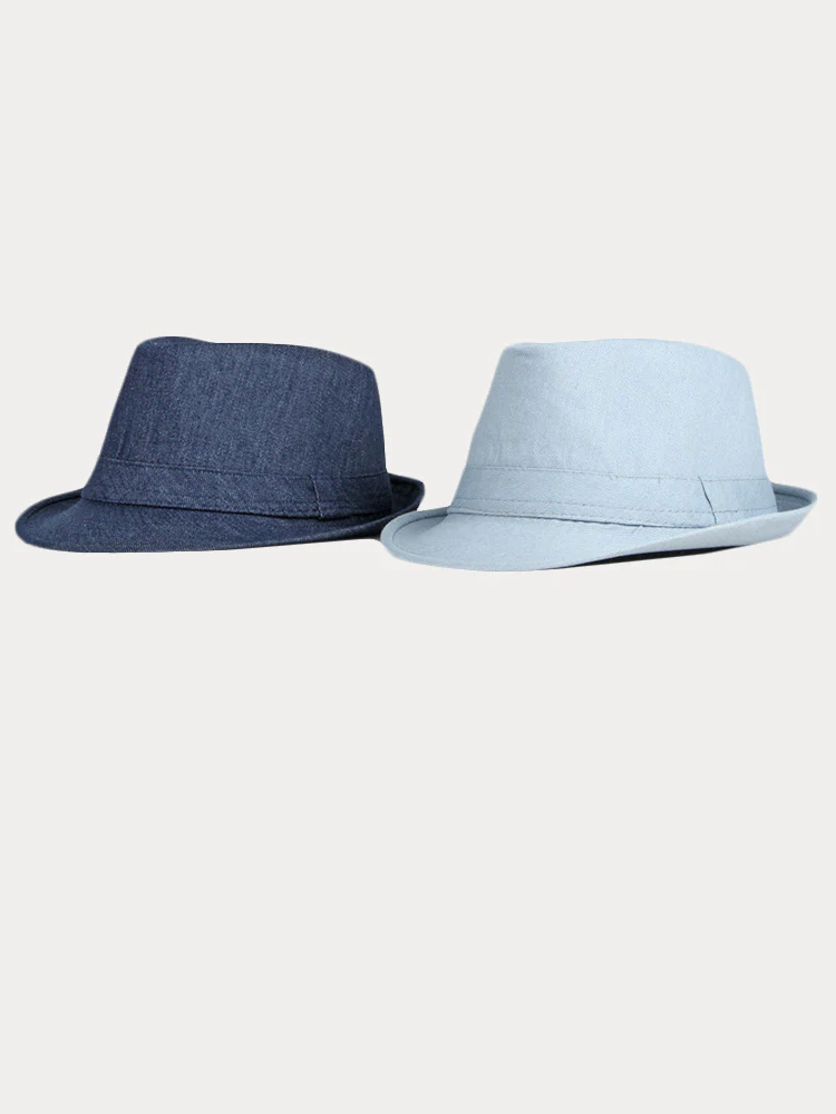 Classic Spring Summer Cotton Denim Fedora Hat - Image 8