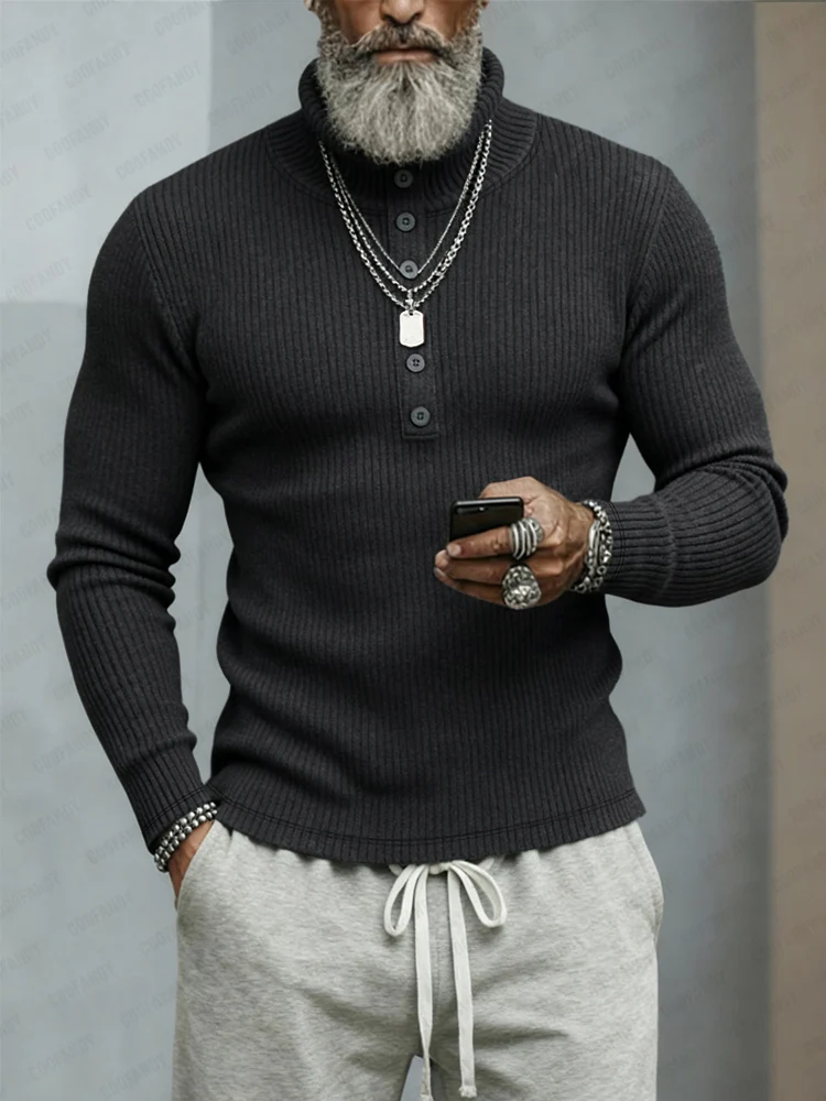 Classic Stretchy Turtleneck Sweater - Image 2