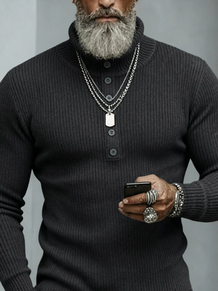 Classic Stretchy Turtleneck Sweater - Image 3