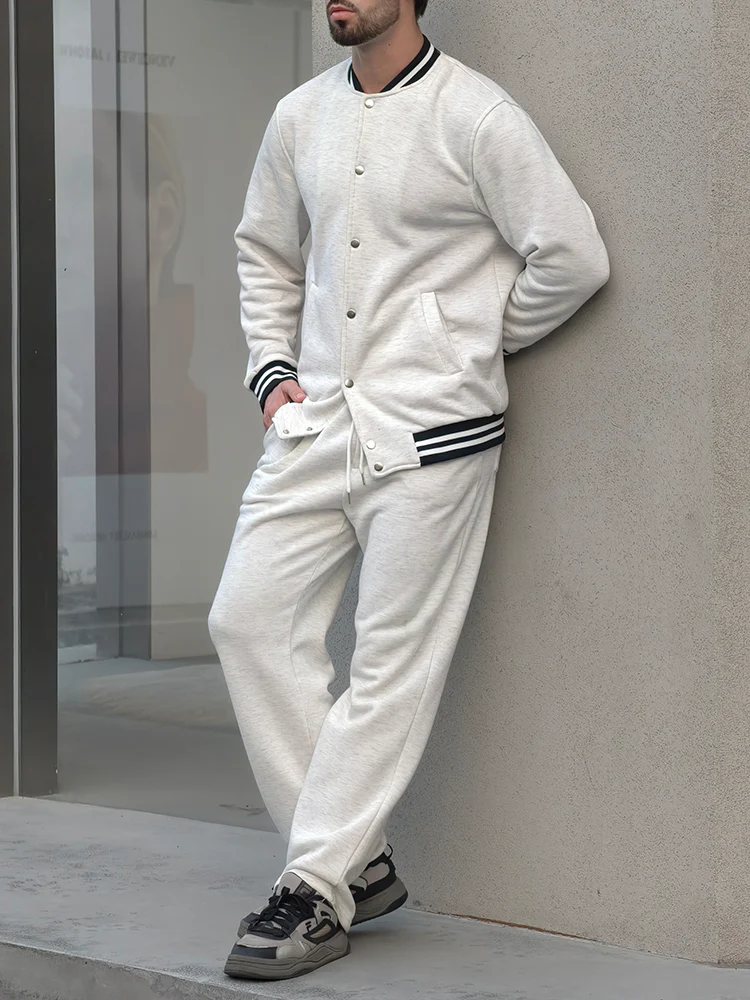 Classic Striped Trim Jacket Pants Set - Image 11