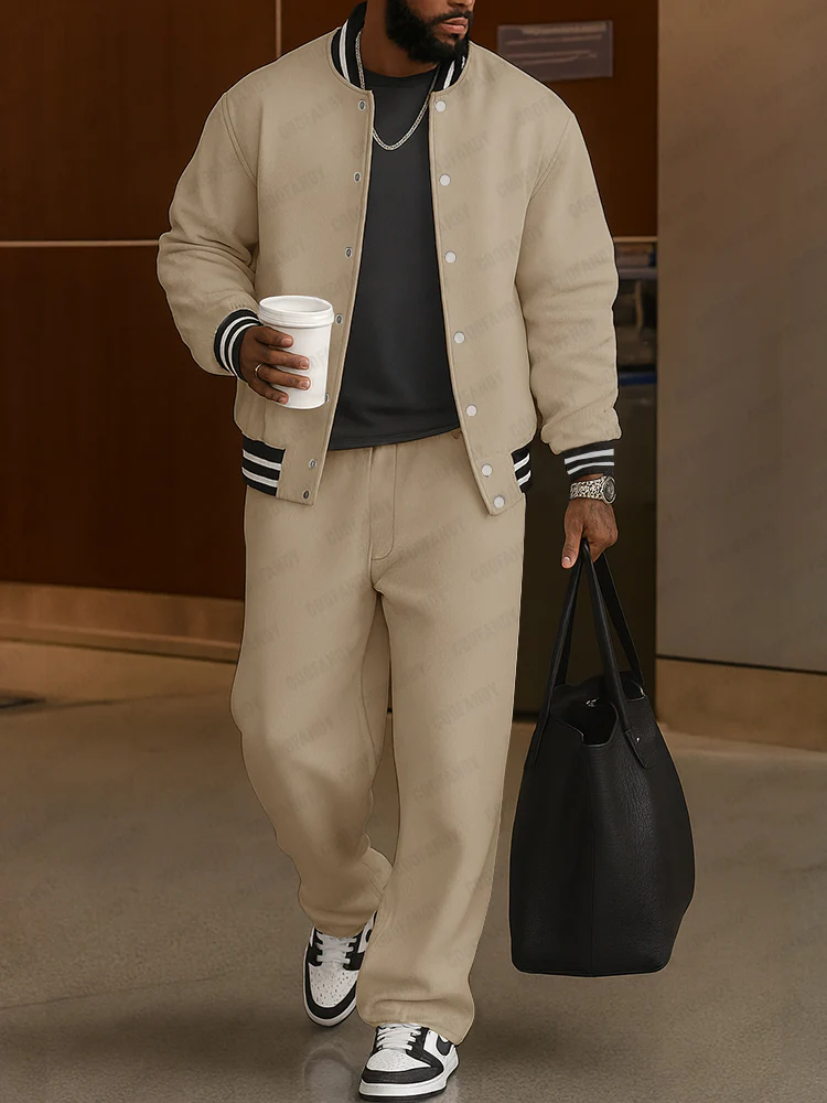 Classic Striped Trim Jacket Pants Set - Image 4