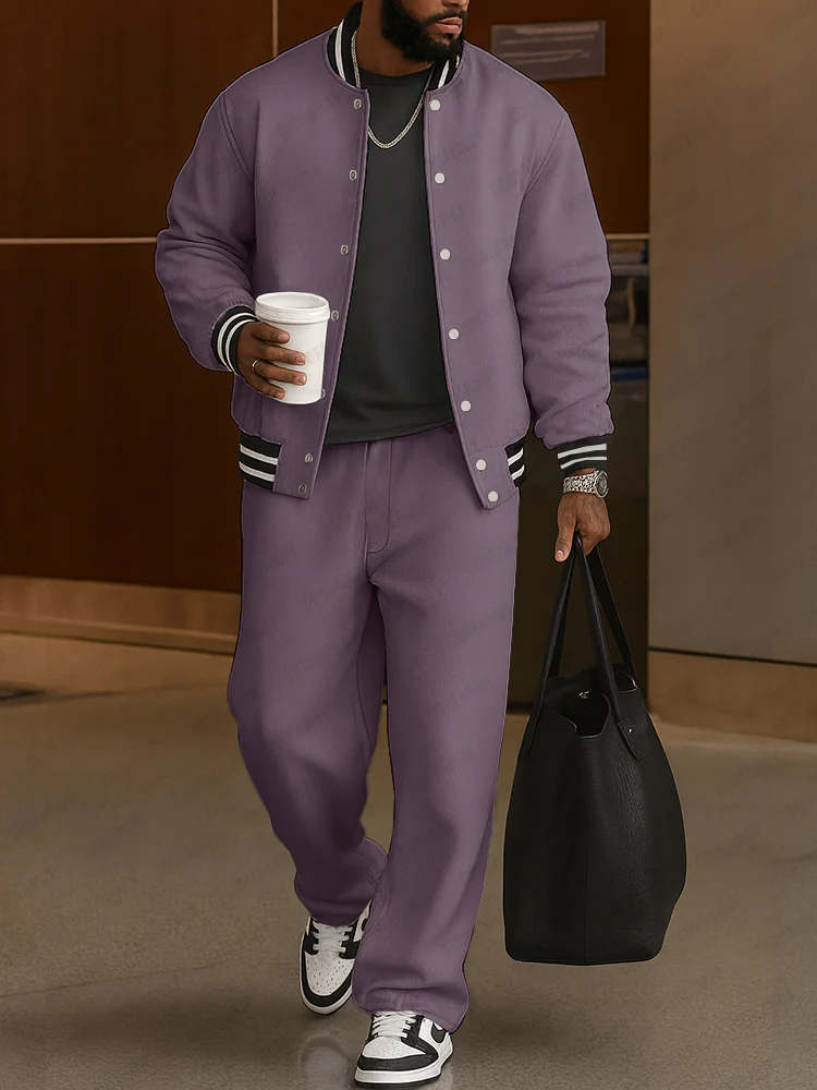 Classic Striped Trim Jacket Pants Set - Image 7