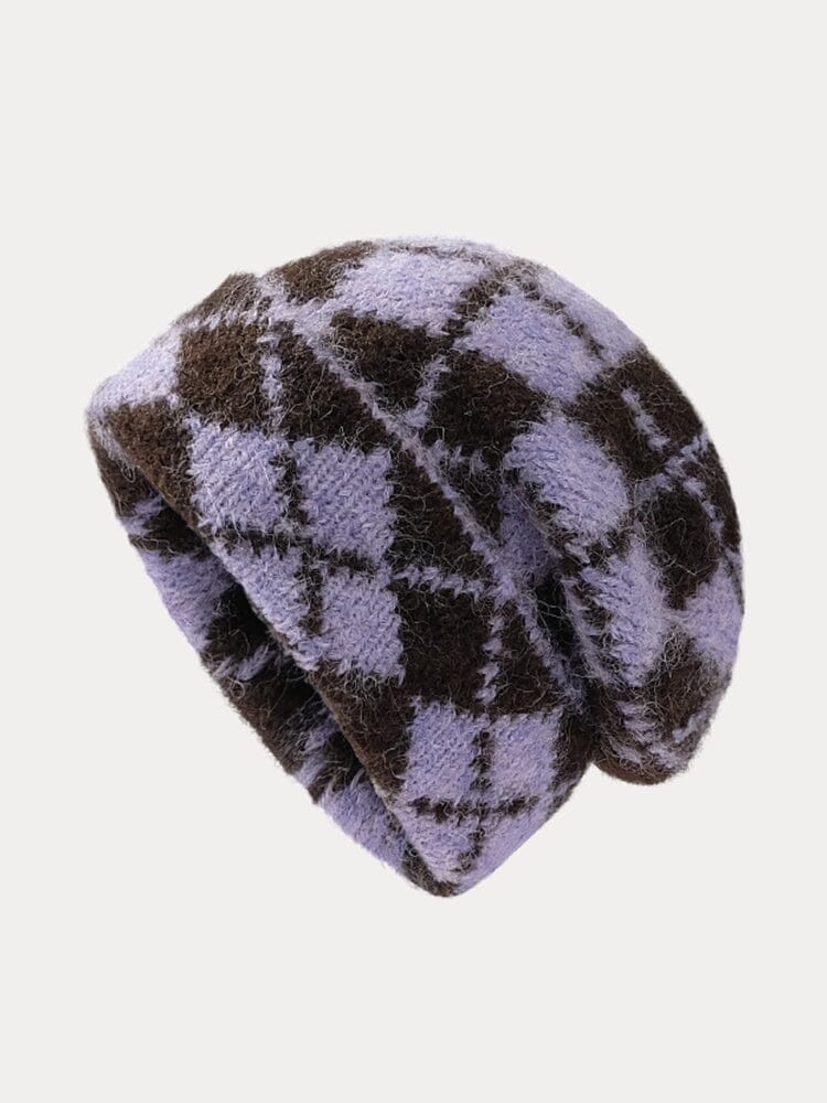 Comfy Checkered Knit Beanie - Image 3