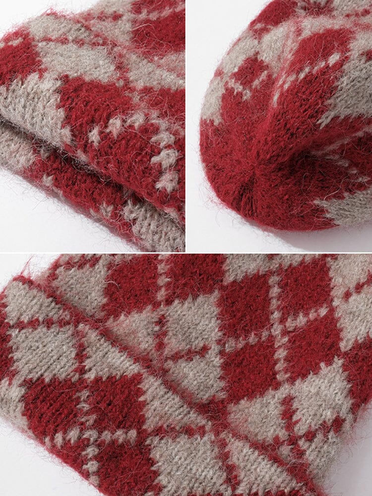 Comfy Checkered Knit Beanie - Image 5