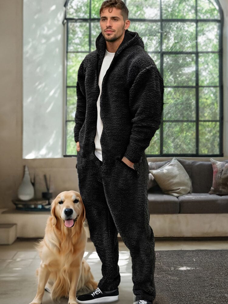 Comfy Polar Fleece Hooded Jumpsuit - Image 2