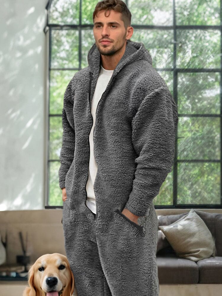 Comfy Polar Fleece Hooded Jumpsuit - Image 4