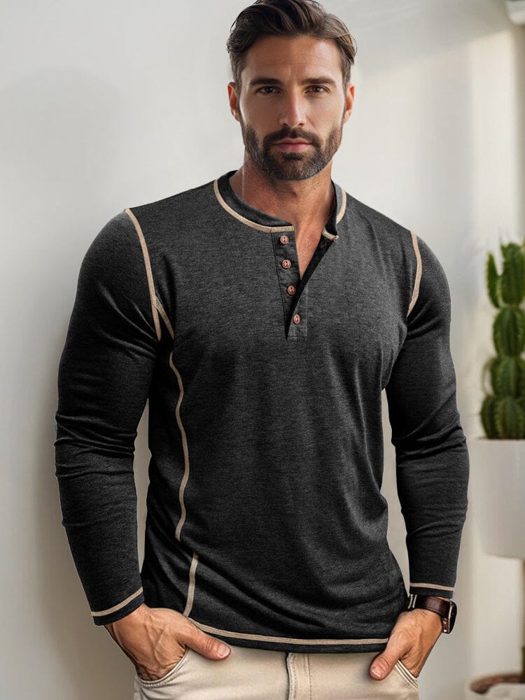 Comfy Versatile Contrast Stitching Shirt - Image 2