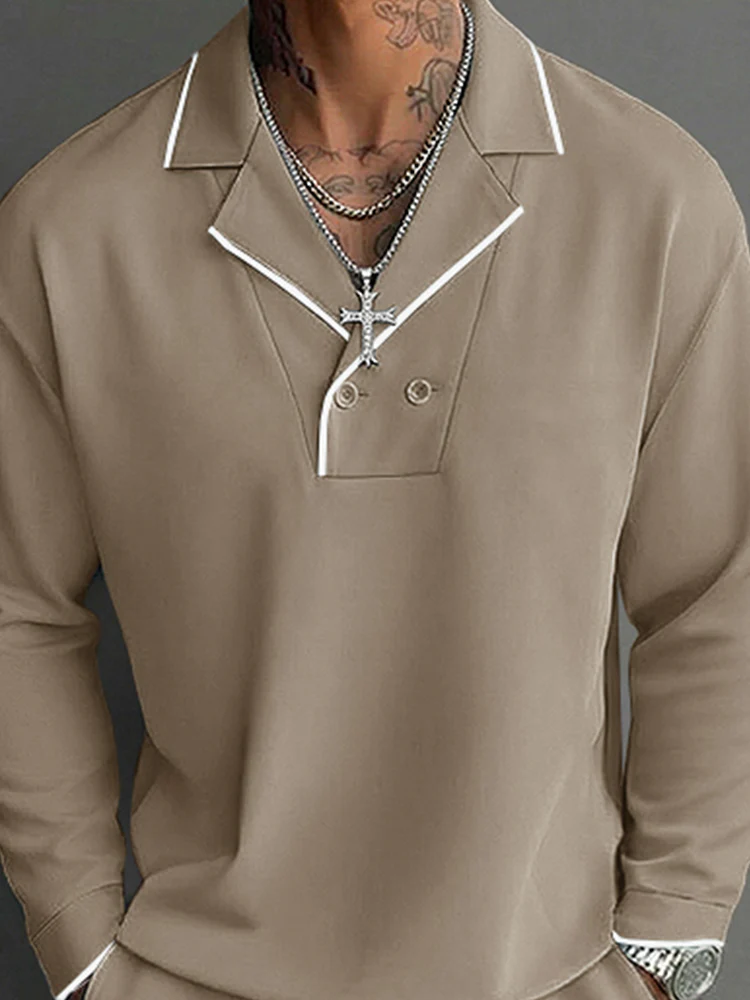 Contrast Color Trim Matching Top and Pants Set - Image 3