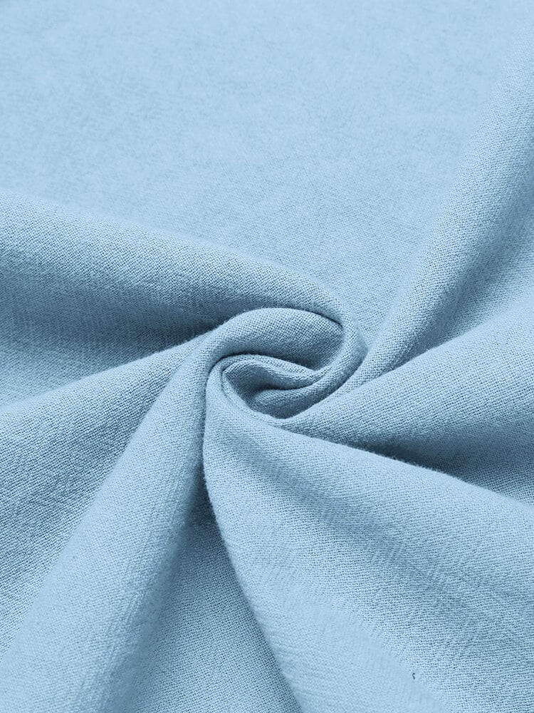 Breathable Solid Drawstring Cotton Linen Shirt (US Only) - Image 18