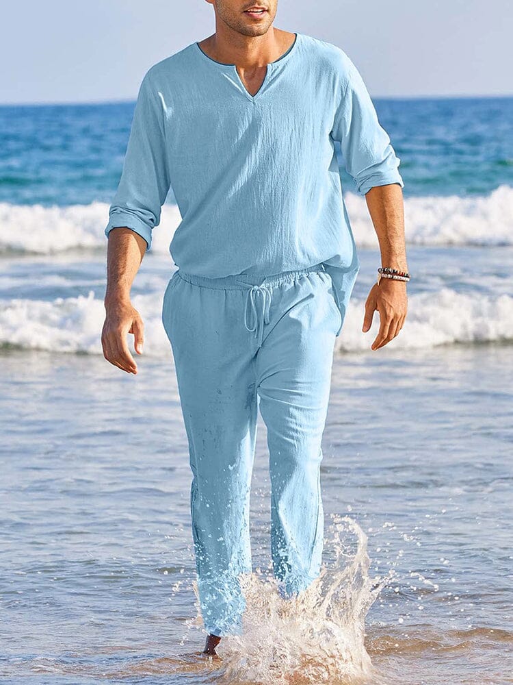 Casual Cotton and Linen Shirt Set - Image 4