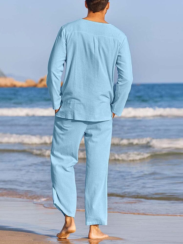 Casual Cotton and Linen Shirt Set - Image 5