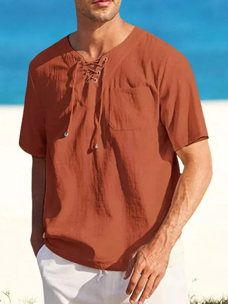 Casual Linen Style V Neck Shirts (US Only) - Image 2