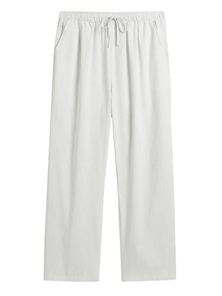Casual Loose Fit Cotton Linen Straight Pants - Image 12